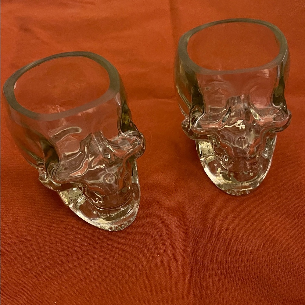 Set of 2 Clear Skull Shot Glasses